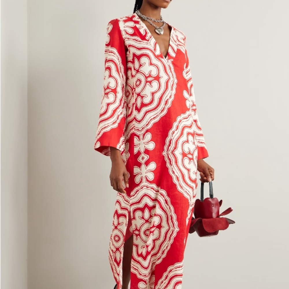 Lemlem Red and White Patterned Dress